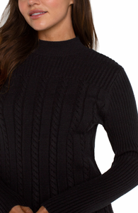 LS Mock Neck Cable Sweater