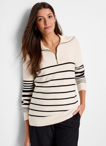 Stripe Half-Zip Sweater