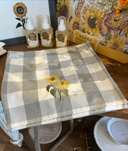 Load image into Gallery viewer, Wicklow Check Sunflower Embroidered Table Runner 13x54
