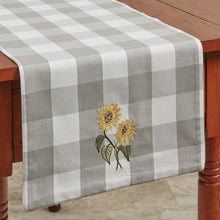 Load image into Gallery viewer, Wicklow Check Sunflower Embroidered Table Runner 13x54

