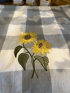 Wicklow Check Sunflower Embroidered Table Runner 13x54